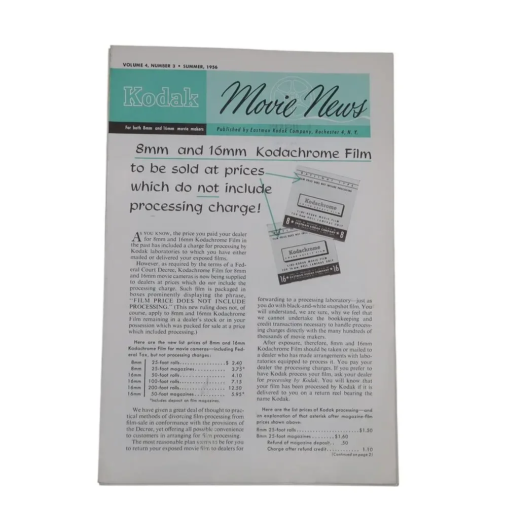 Kodak Movie News Magazine Booklet Set of Four (4) 1956 Eastman Kodak